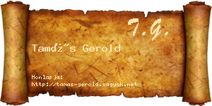 Tamás Gerold névjegykártya